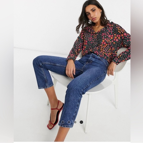 NWT- ASOS 12- MIX& MATCH FLORAL & BLACK BUTTON-UP LONG SLEEVE BLOUSE - Picture 3 of 12